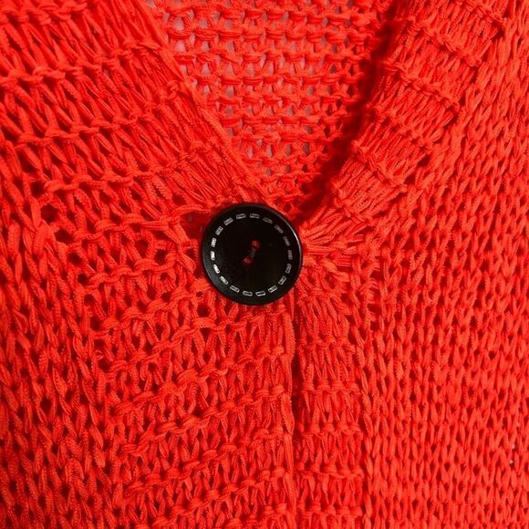 Rain + Rose Women's Cardigan Orange Button Up Loose Knit Sweater size S - Picture 4 of 6